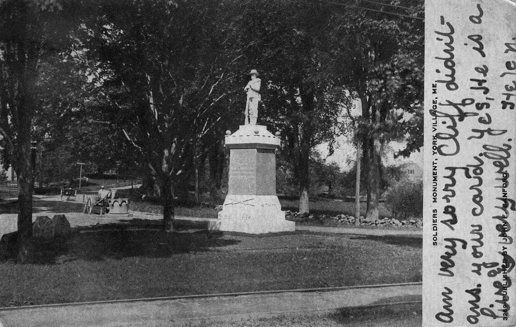 Soldiers Monument With Two Horse Drawn Vehicles
